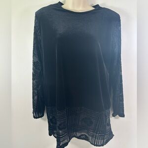 Coldwater Creek Black Velvet Tunic with Sheer Accents - Size Small